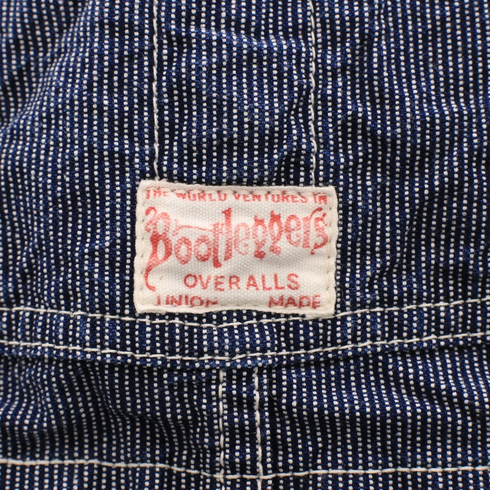 ■ BOOTLEGGERS Bootleggers Overalls, Tops and Bottoms, Pockets, All-Over Print, Lines, Men's, Size 30x34, Navy/White