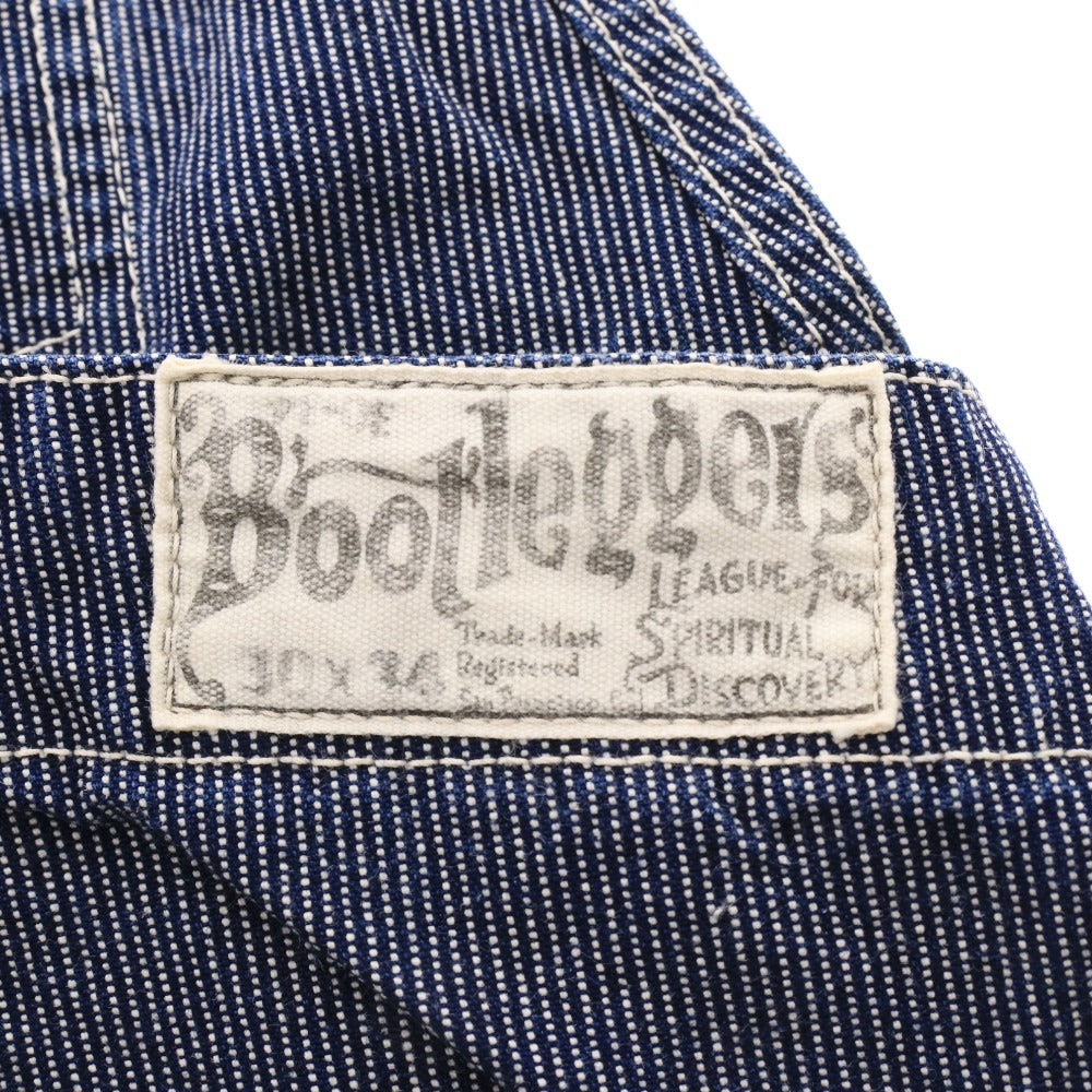 ■ BOOTLEGGERS Bootleggers Overalls, Tops and Bottoms, Pockets, All-Over Print, Lines, Men's, Size 30x34, Navy/White