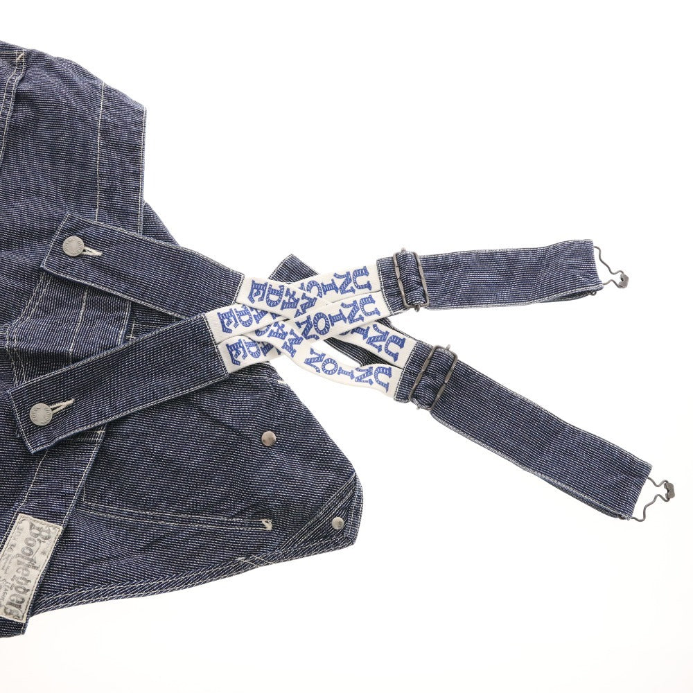 ■ BOOTLEGGERS Bootleggers Overalls, Tops and Bottoms, Pockets, All-Over Print, Lines, Men's, Size 30x34, Navy/White