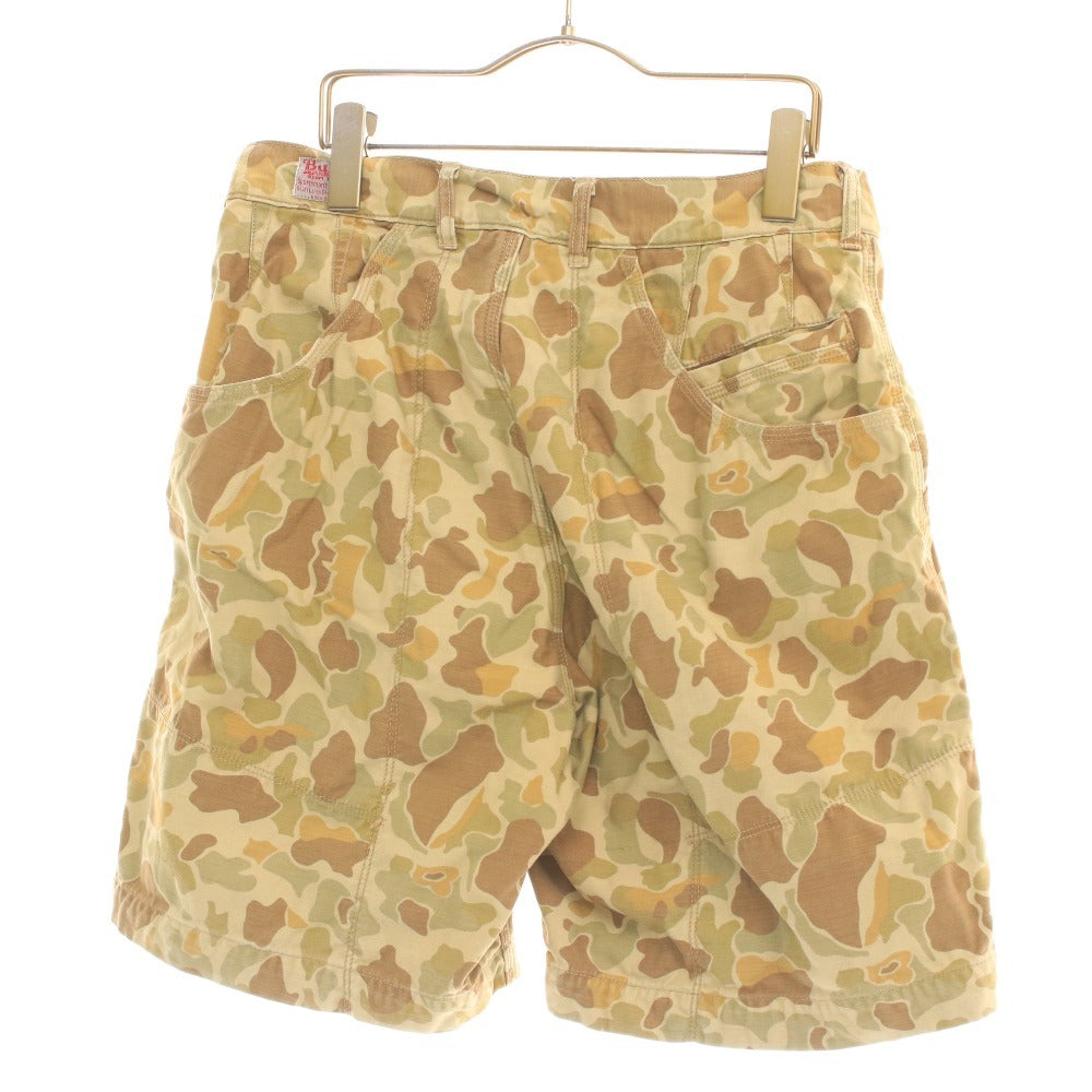 ■ FREEWHEELERS Bubo Camouflage Shorts with Pockets and Buttons, Men's Size 32, Khaki