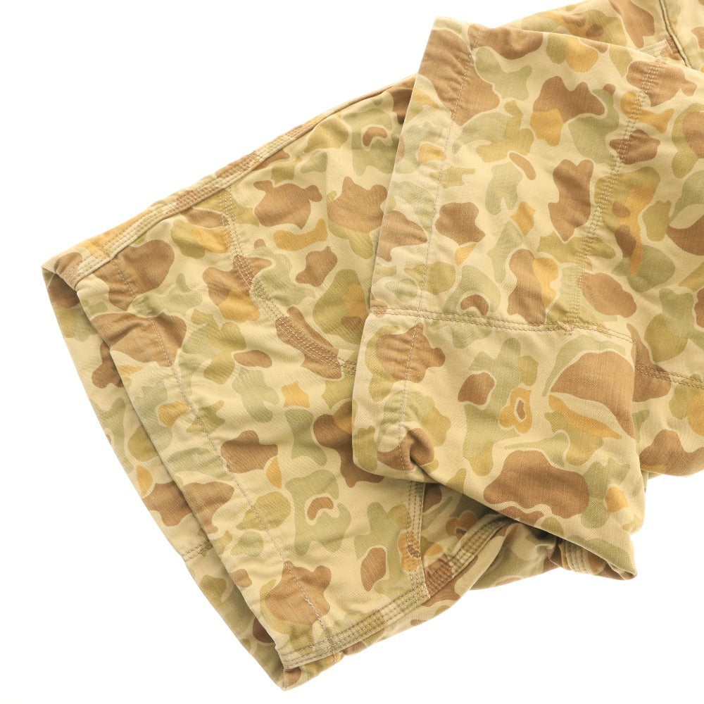 ■ FREEWHEELERS Bubo Camouflage Shorts with Pockets and Buttons, Men's Size 32, Khaki