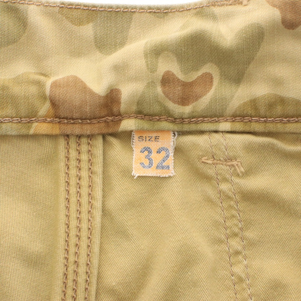 ■ FREEWHEELERS Bubo Camouflage Shorts with Pockets and Buttons, Men's Size 32, Khaki