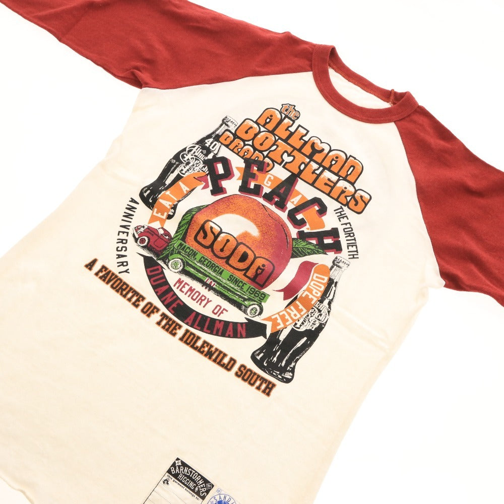 ■ BARNSTORMERS バーンストーマーズ Tシャツ トップス 長袖 丸首 プリント Lot C12-01WH メンズ レディース S ホワイト レッド