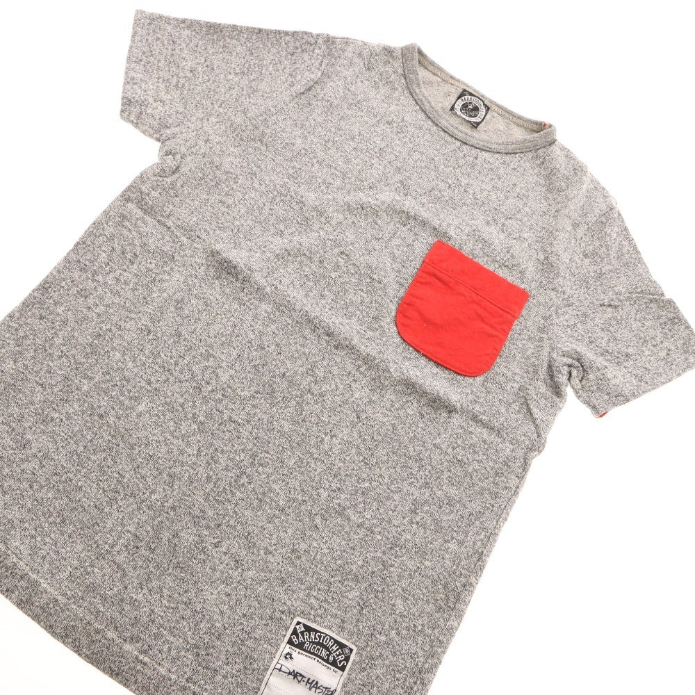 BARNSTORMERS T-shirt, short sleeves, crew neck, chest pocket, solid color, C11-08GY, men's, size S, dark gray