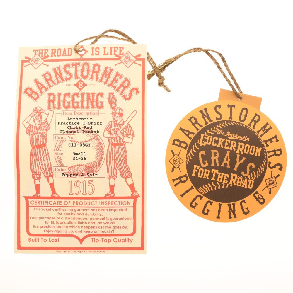 BARNSTORMERS T-shirt, short sleeves, crew neck, chest pocket, solid color, C11-08GY, men's, size S, dark gray