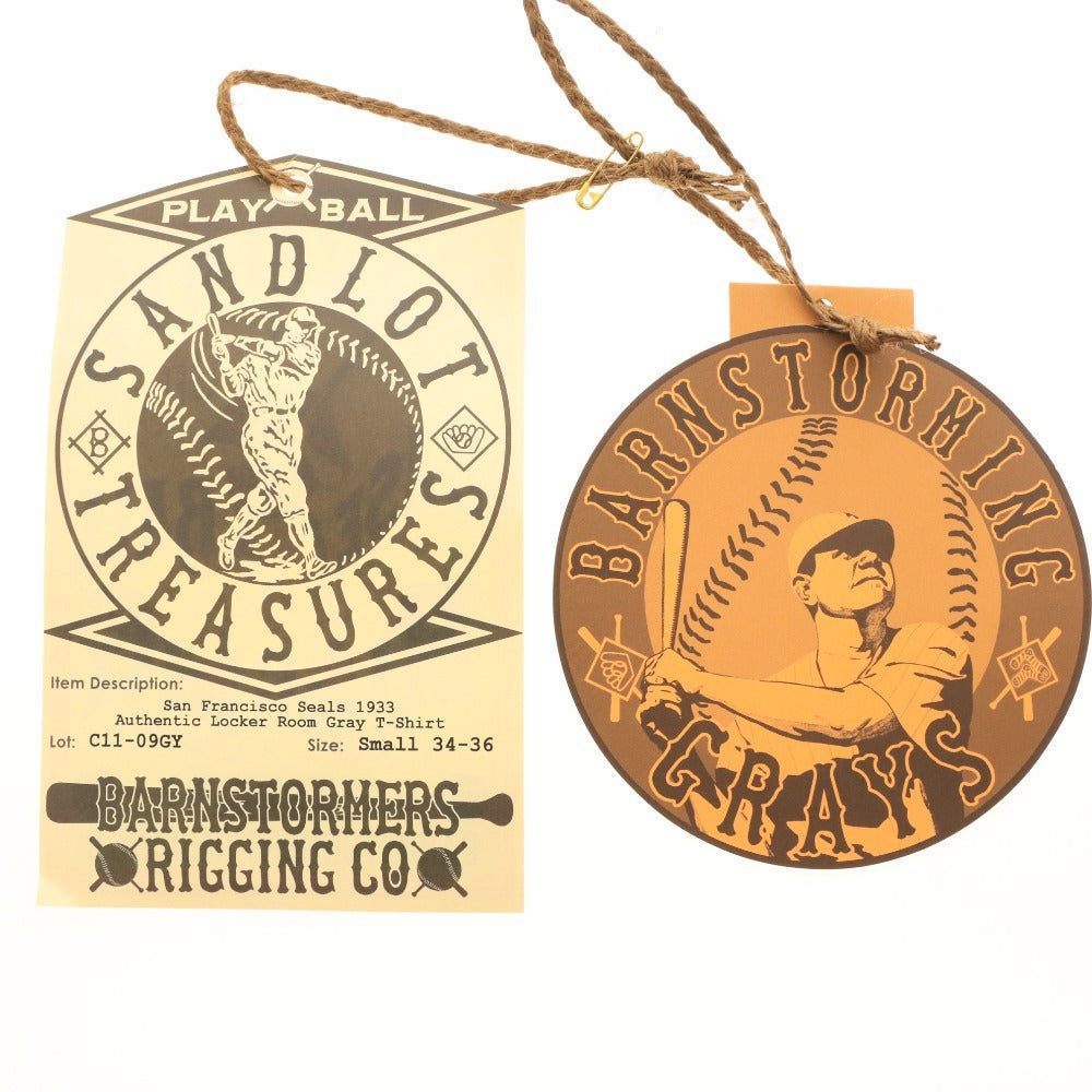 BARNSTORMERS T-shirt, short sleeves, crew neck, patch, Lot C11-09GY, men's and women's, size S, gray