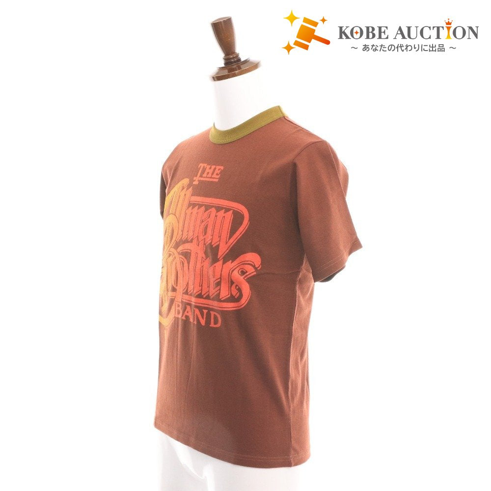 ■ BOOTLEGGERS T-shirt, short sleeves, crew neck, print, Lot 825034, men's and women's, size S, reddish brown