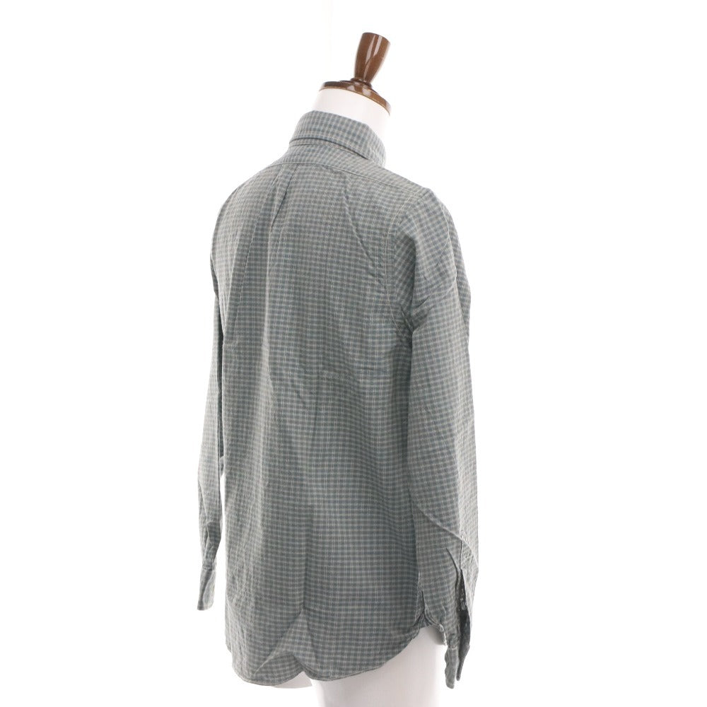 ■ FREEWHEELERS Freewheelers shirt top, long sleeves, buttons, chest pocket, Lot 1423006, Men's, size 15, blue-green