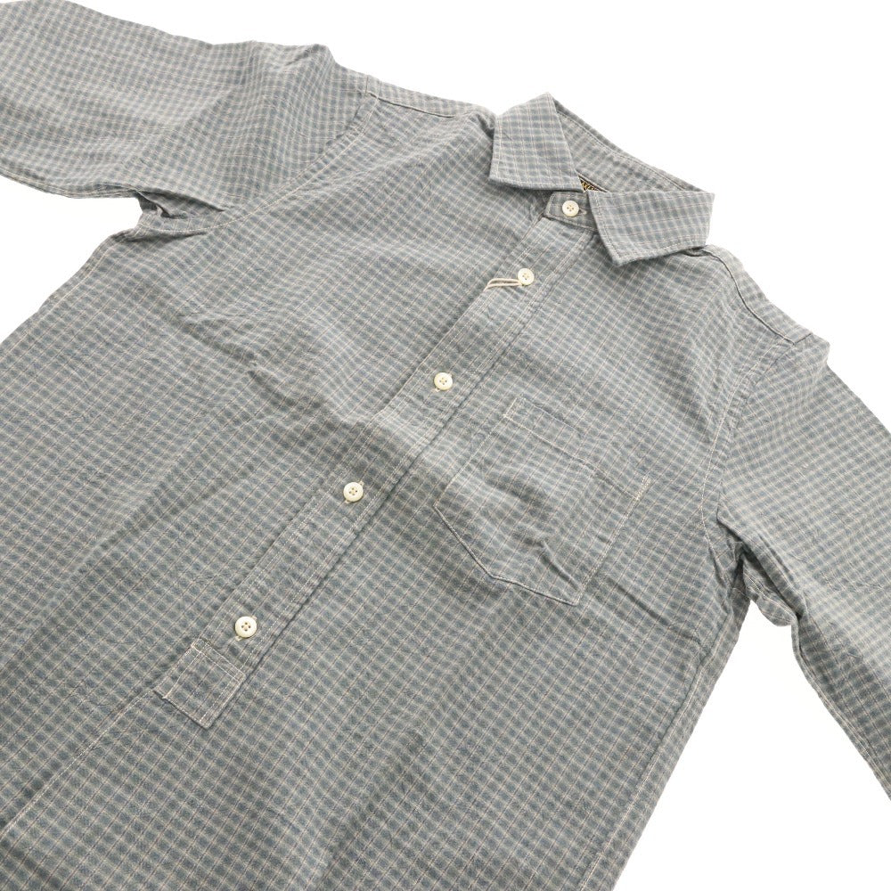■ FREEWHEELERS Freewheelers shirt top, long sleeves, buttons, chest pocket, Lot 1423006, Men's, size 15, blue-green
