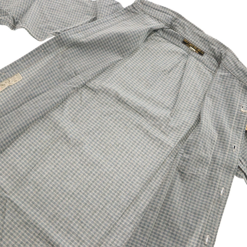 ■ FREEWHEELERS Freewheelers shirt top, long sleeves, buttons, chest pocket, Lot 1423006, Men's, size 15, blue-green