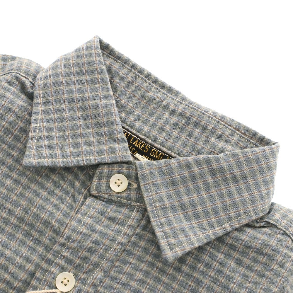 ■ FREEWHEELERS Freewheelers shirt top, long sleeves, buttons, chest pocket, Lot 1423006, Men's, size 15, blue-green