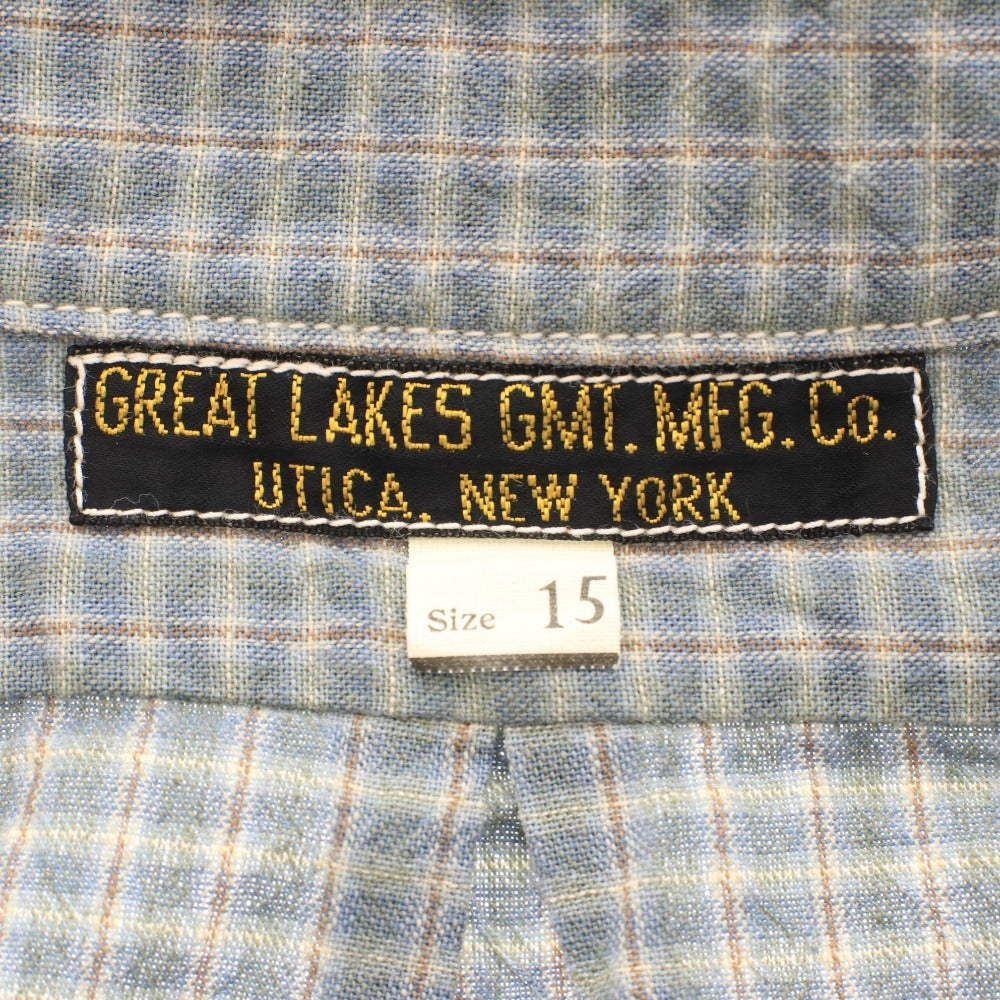 ■ FREEWHEELERS Freewheelers shirt top, long sleeves, buttons, chest pocket, Lot 1423006, Men's, size 15, blue-green