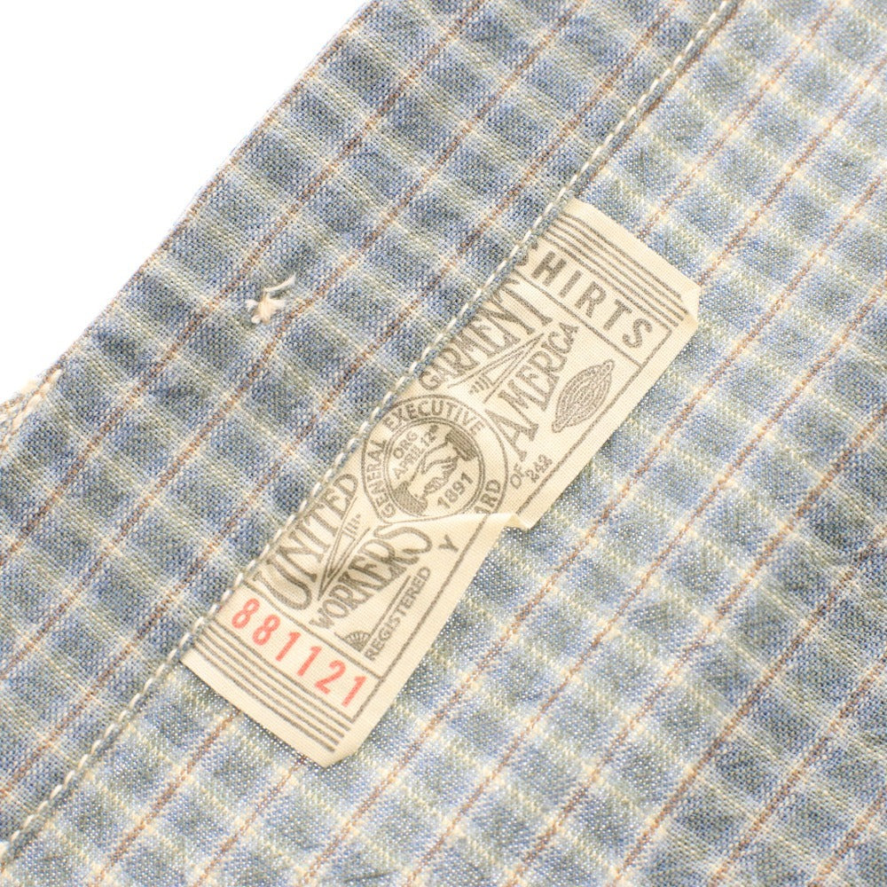 ■ FREEWHEELERS Freewheelers shirt top, long sleeves, buttons, chest pocket, Lot 1423006, Men's, size 15, blue-green