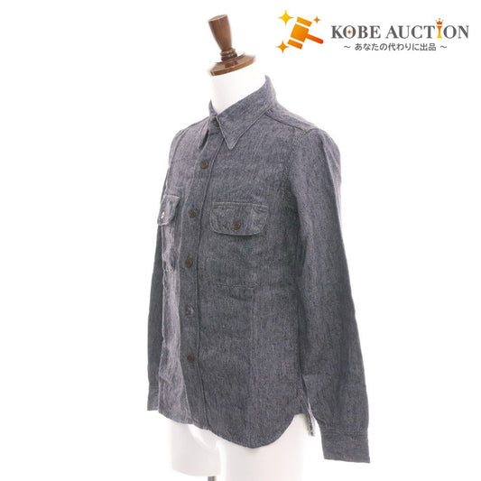 ■ JETT RINK ジェットリンク シャツ トップス 長袖 ボタン 胸ポケット 麻 メンズ S ブラック系