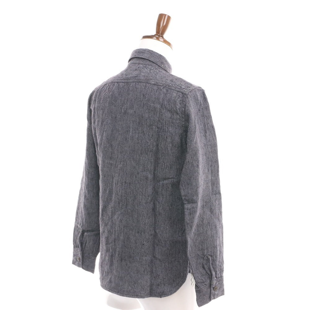 ■ JETT RINK ジェットリンク シャツ トップス 長袖 ボタン 胸ポケット 麻 メンズ S ブラック系