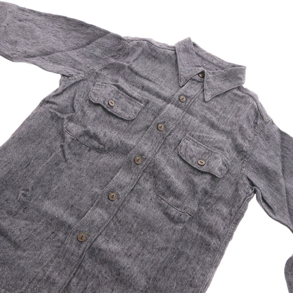 ■ JETT RINK ジェットリンク シャツ トップス 長袖 ボタン 胸ポケット 麻 メンズ S ブラック系