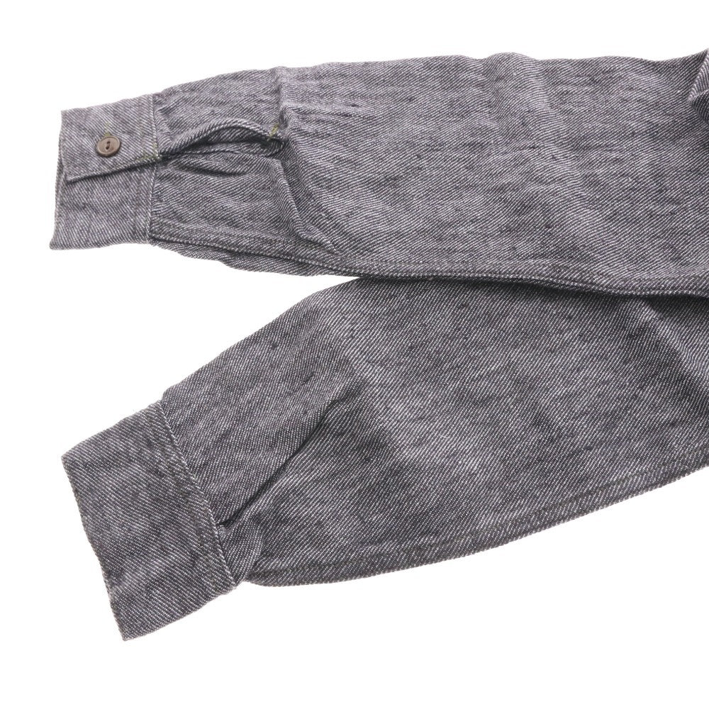 ■ JETT RINK ジェットリンク シャツ トップス 長袖 ボタン 胸ポケット 麻 メンズ S ブラック系