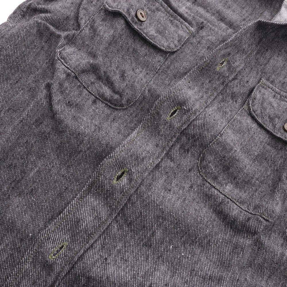 ■ JETT RINK ジェットリンク シャツ トップス 長袖 ボタン 胸ポケット 麻 メンズ S ブラック系