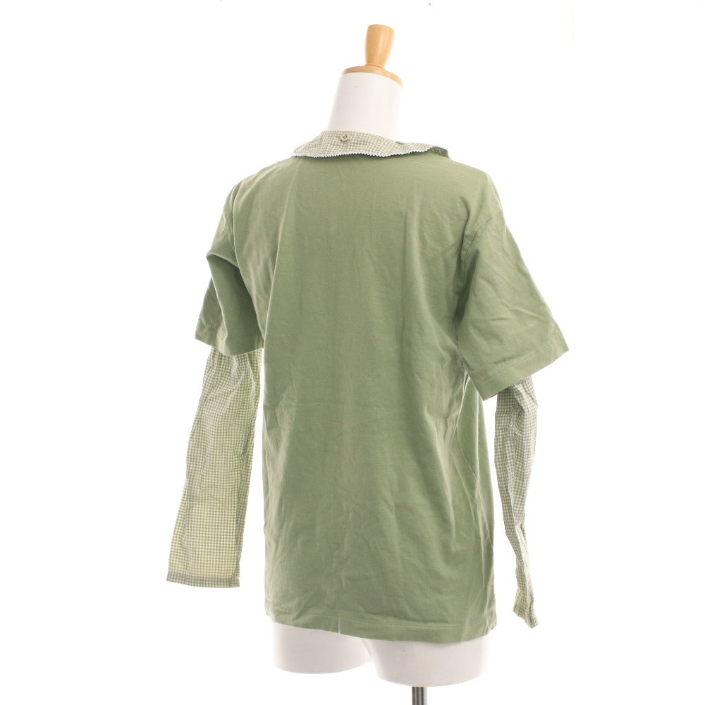 ■ カネコイサオ カーディガン カットソー 長袖 トップス チェック 袖切り替え レディース グリーン