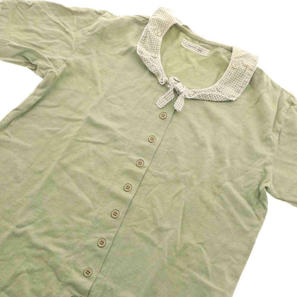 ■ カネコイサオ カーディガン カットソー 長袖 トップス チェック 袖切り替え レディース グリーン