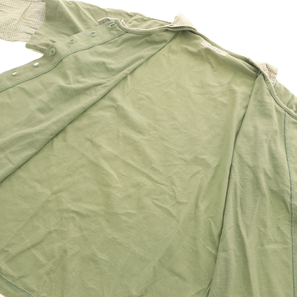 ■ カネコイサオ カーディガン カットソー 長袖 トップス チェック 袖切り替え レディース グリーン