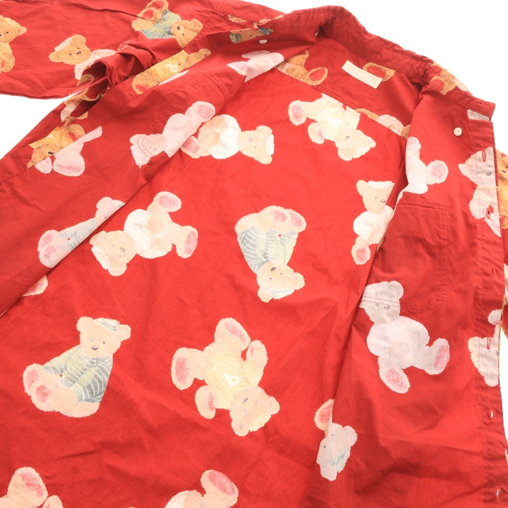 ■ ピンクハウス シャツ 長袖 トップス くま ボタンダウン 胸ポケット メンズ M レッド