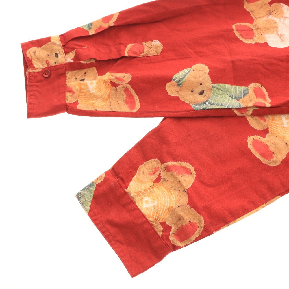 ■ ピンクハウス シャツ 長袖 トップス くま ボタンダウン 胸ポケット メンズ M レッド