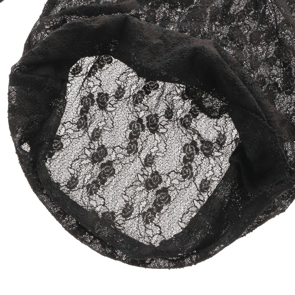 ■ インゲボルグ ブラウス 長袖 トップス レース ハイネック フリル レディース S ブラック