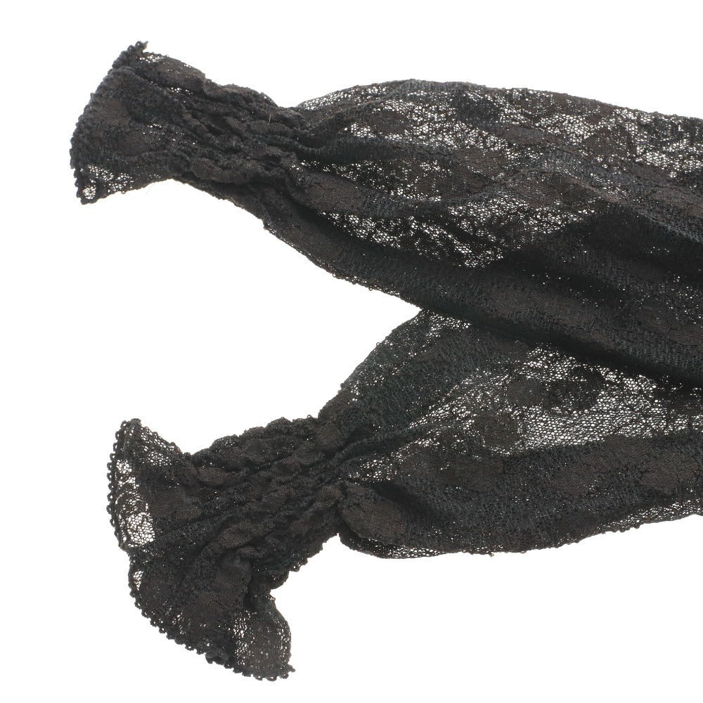 ■ インゲボルグ ブラウス 長袖 トップス レース ハイネック フリル レディース S ブラック