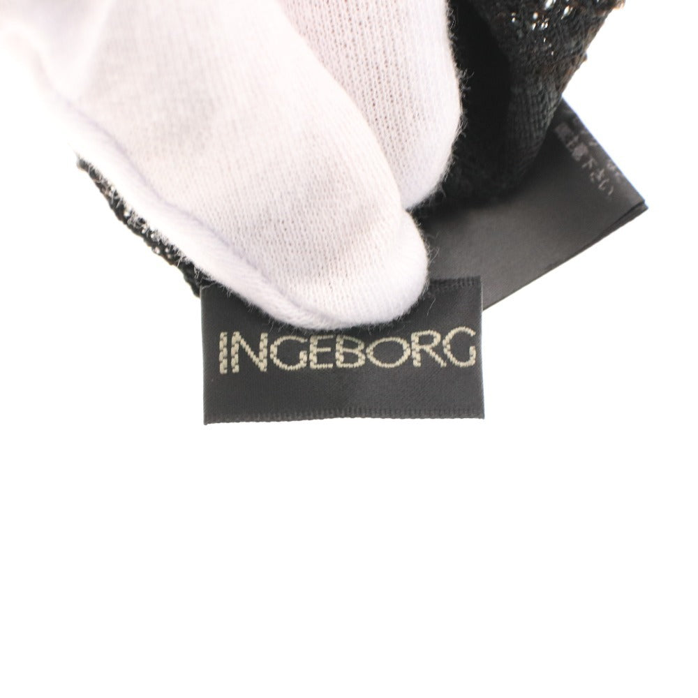 ■ インゲボルグ ブラウス 長袖 トップス レース ハイネック フリル レディース S ブラック