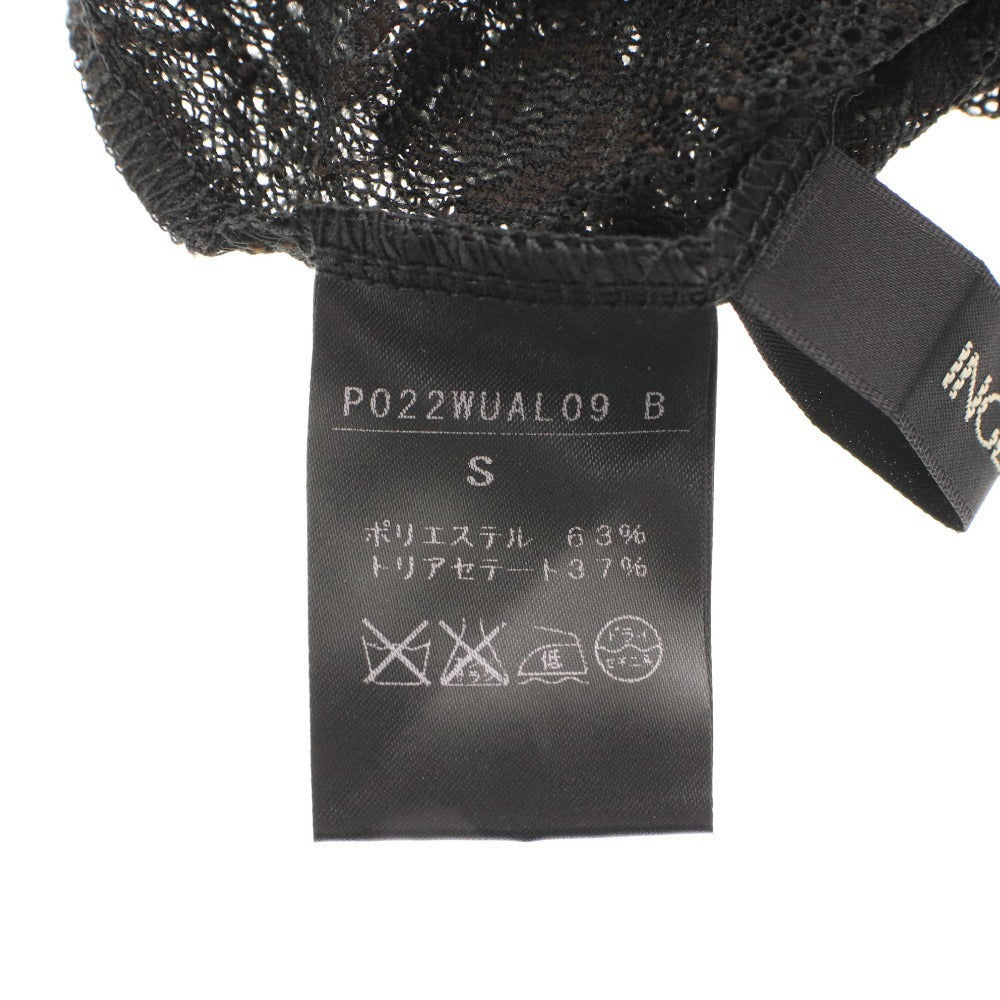 ■ インゲボルグ ブラウス 長袖 トップス レース ハイネック フリル レディース S ブラック