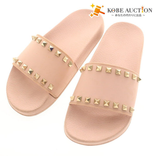 ■ ヴァレンティノ ガラバーニ サンダル 靴 ロックスタッズ スライド シャワー サンダル レディース 24cm相当 ピンク