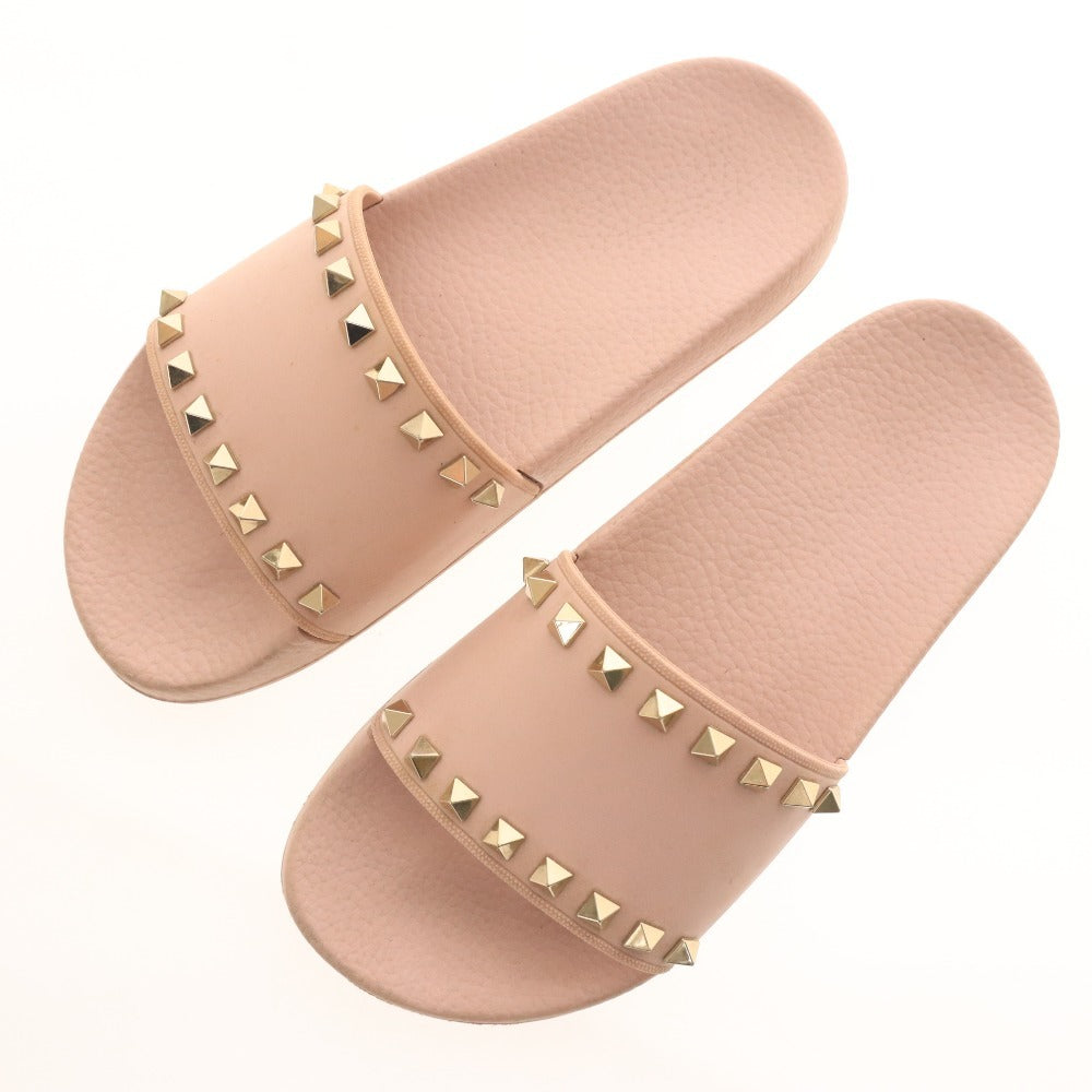 ■ ヴァレンティノ ガラバーニ サンダル 靴 ロックスタッズ スライド シャワー サンダル レディース 24cm相当 ピンク