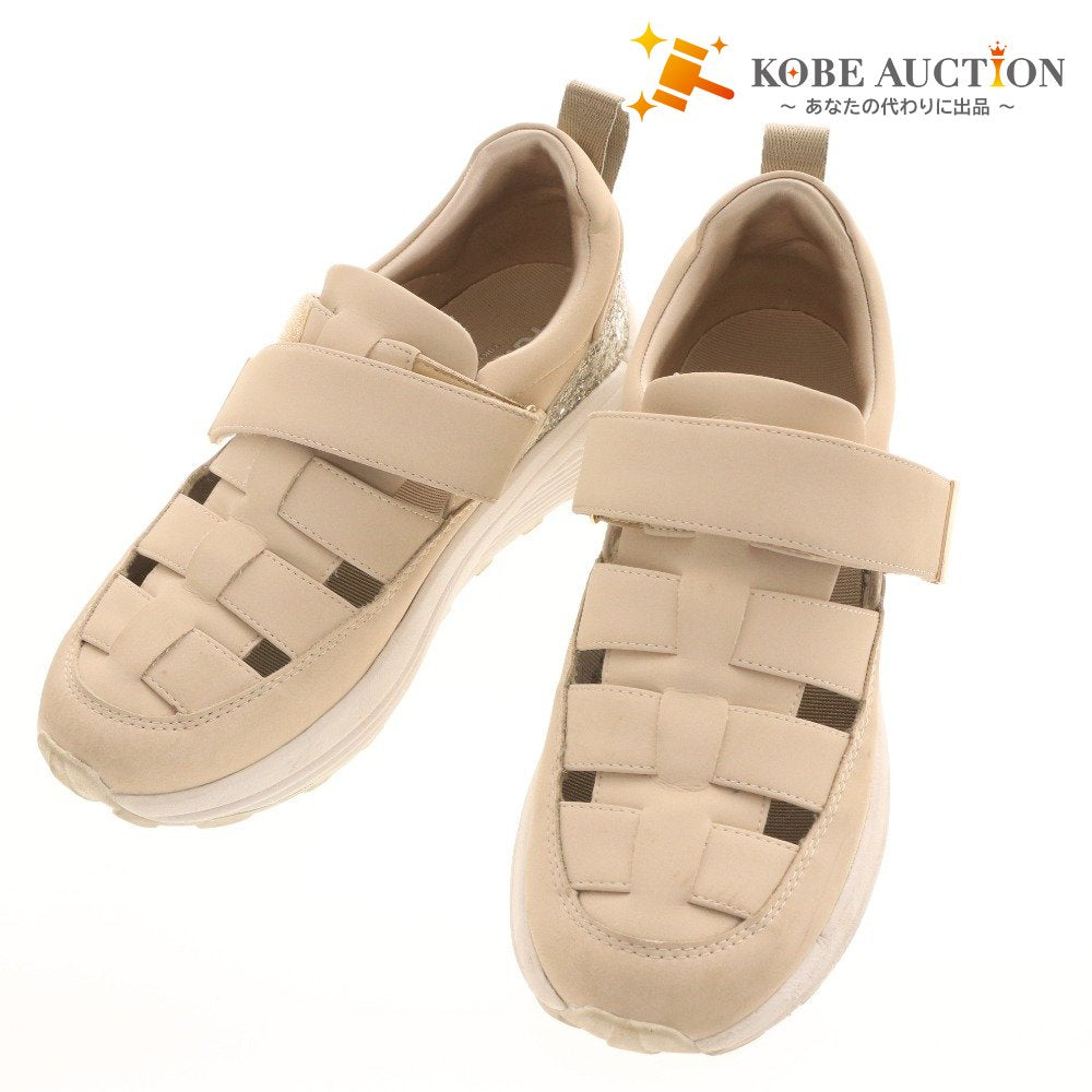 ■ プラスダイアナ スニーカー シューズ 靴 ラメ グルカスニーカー レディース 23.5cm ベージュ