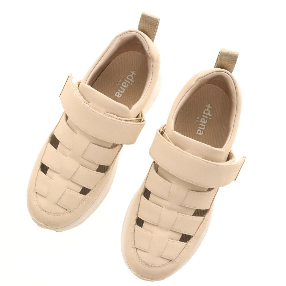 ■ プラスダイアナ スニーカー シューズ 靴 ラメ グルカスニーカー レディース 23.5cm ベージュ