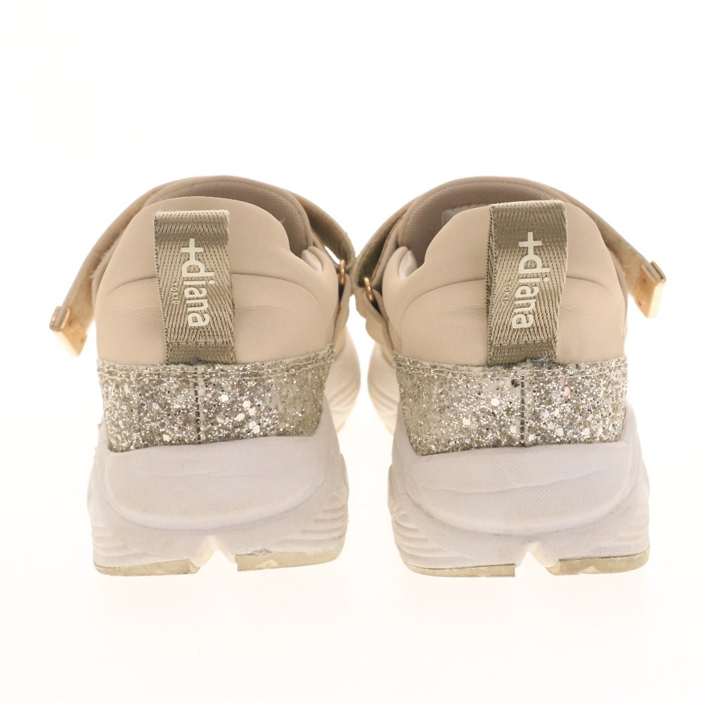 ■ プラスダイアナ スニーカー シューズ 靴 ラメ グルカスニーカー レディース 23.5cm ベージュ