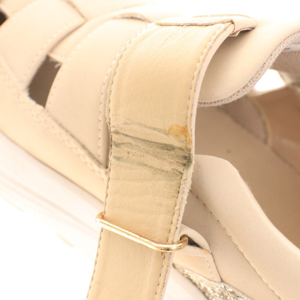 ■ プラスダイアナ スニーカー シューズ 靴 ラメ グルカスニーカー レディース 23.5cm ベージュ