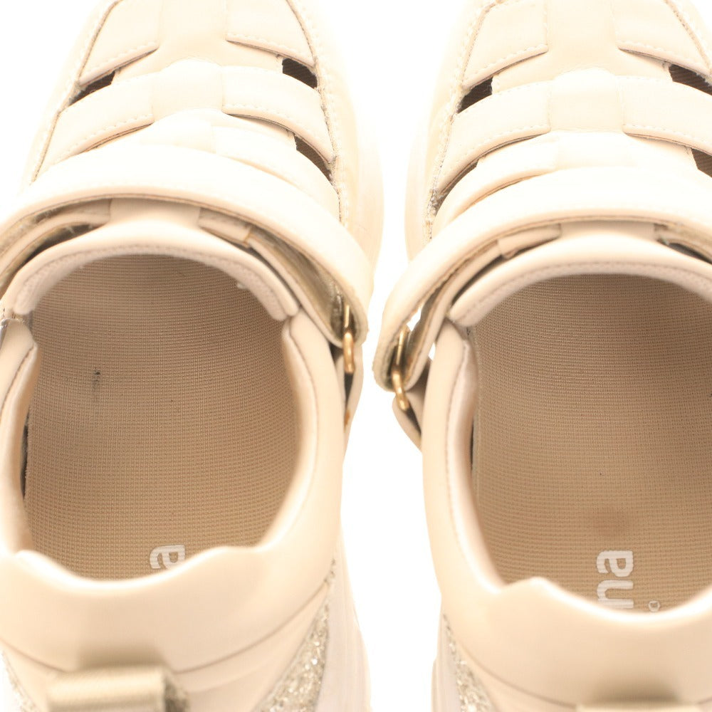 ■ プラスダイアナ スニーカー シューズ 靴 ラメ グルカスニーカー レディース 23.5cm ベージュ