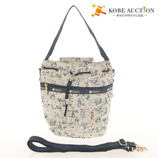■ レスポートサック LeSportsac×PETER RABBIT ショルダーバッグ ピーターラビット コラボ 120周年 タグ付き 未使用 ホワイト ネイビー系