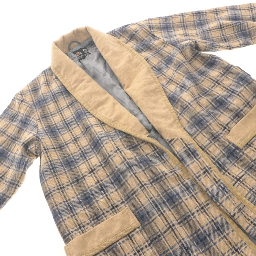 ■ ダックス DAKS LONDON コート アウター チェック ガウン レディース L ベルト付き ブルー ベージュ系