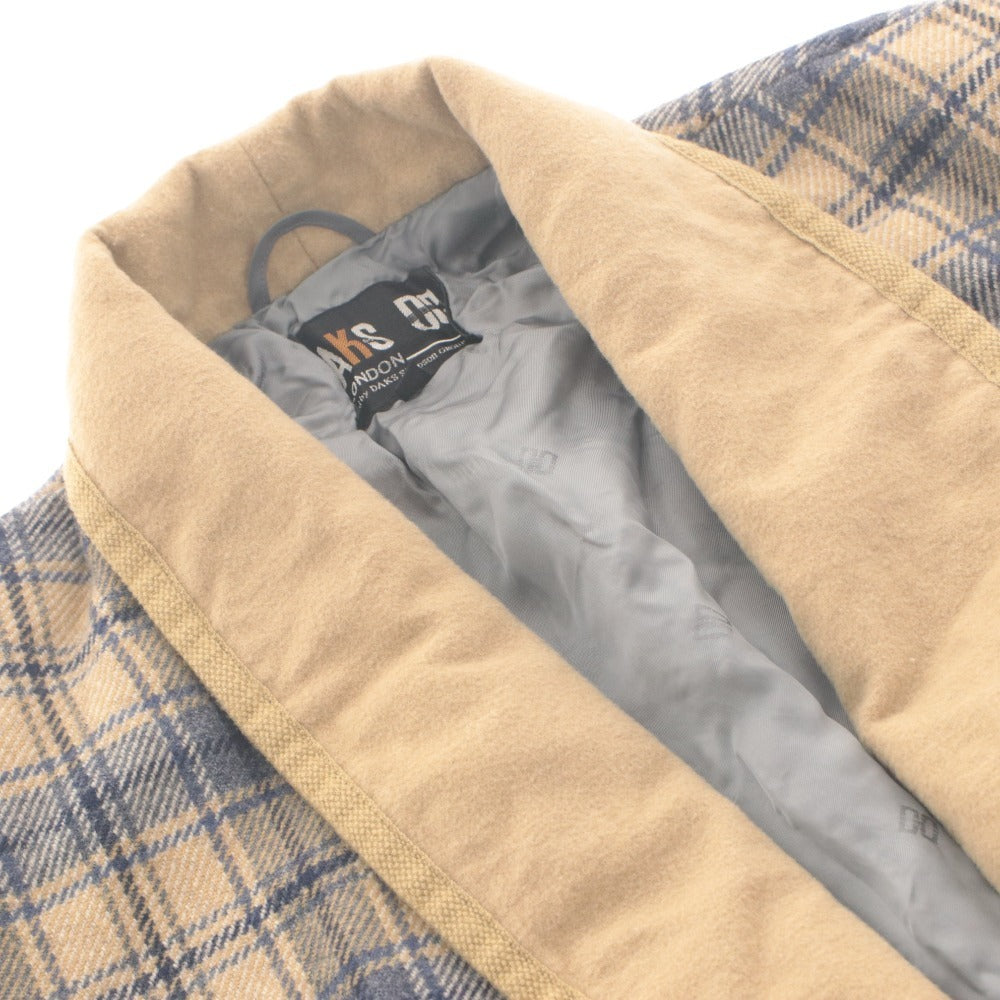 ■ ダックス DAKS LONDON コート アウター チェック ガウン レディース L ベルト付き ブルー ベージュ系