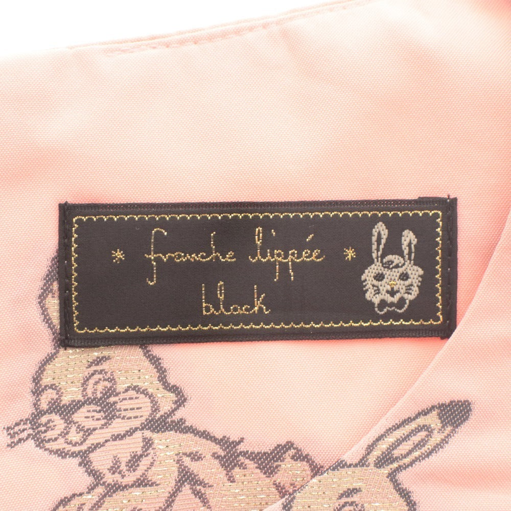 ■ フランシュリッペ ブラック franche lippee black ワンピース ノースリーブ ウサギ ラビット 日本製 レディース 3L ピンクベージュ系