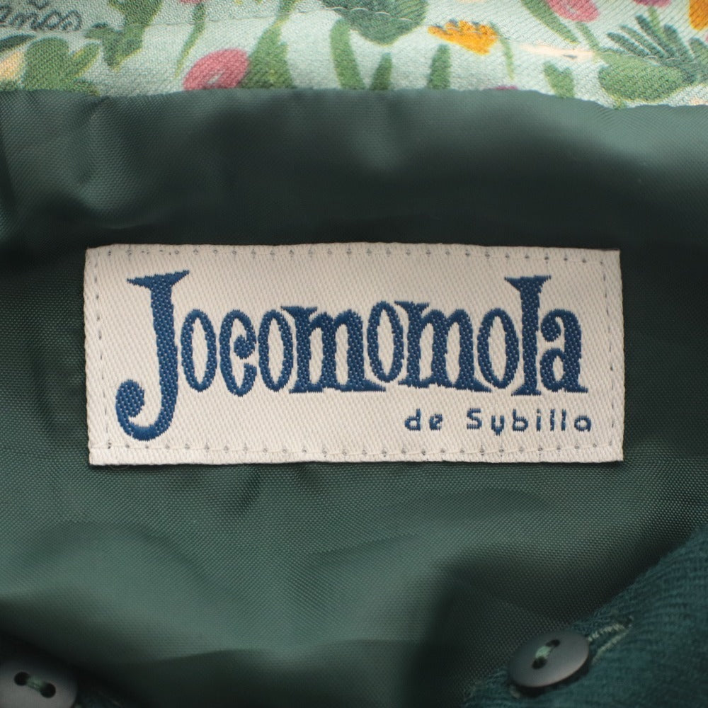 ■ ホコモモラ デ シビラ Jocomomola de Sybilla ワンピース 長袖 膝丈 襟付 総柄 日本製 レディース 42(L相当）マルチカラー グリーン系