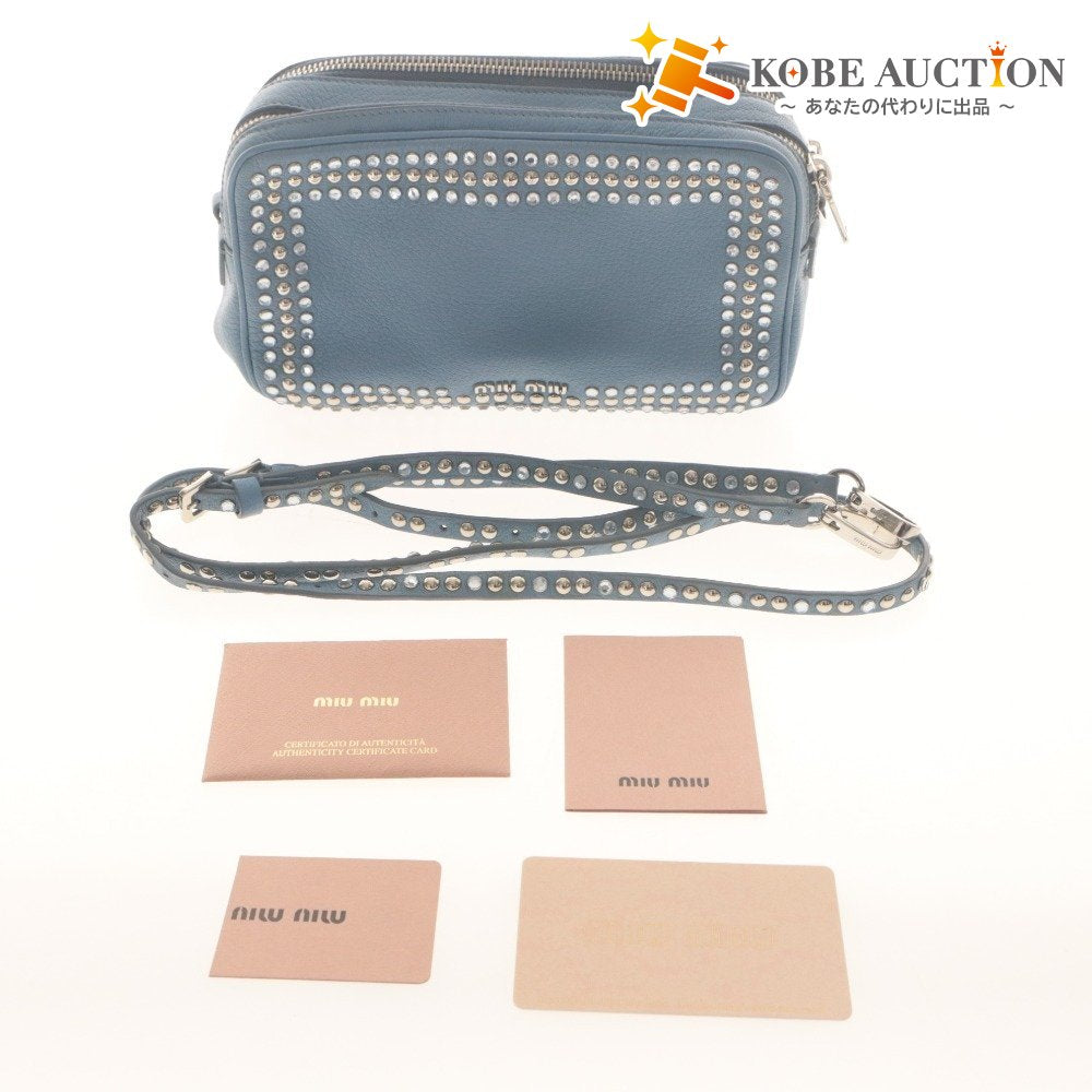 ■ ミュウミュウ miumiu ショルダーバッグ 鞄 マドラスリボンショルダー RT539B ラインストーン マドラスレザー 付属品付き