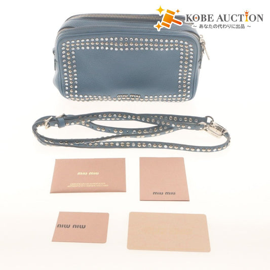 ■ ミュウミュウ miumiu ショルダーバッグ 鞄 マドラスリボンショルダー RT539B ラインストーン マドラスレザー 付属品付き