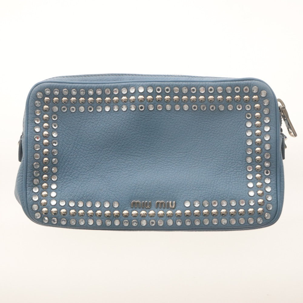 ■ ミュウミュウ miumiu ショルダーバッグ 鞄 マドラスリボンショルダー RT539B ラインストーン マドラスレザー 付属品付き