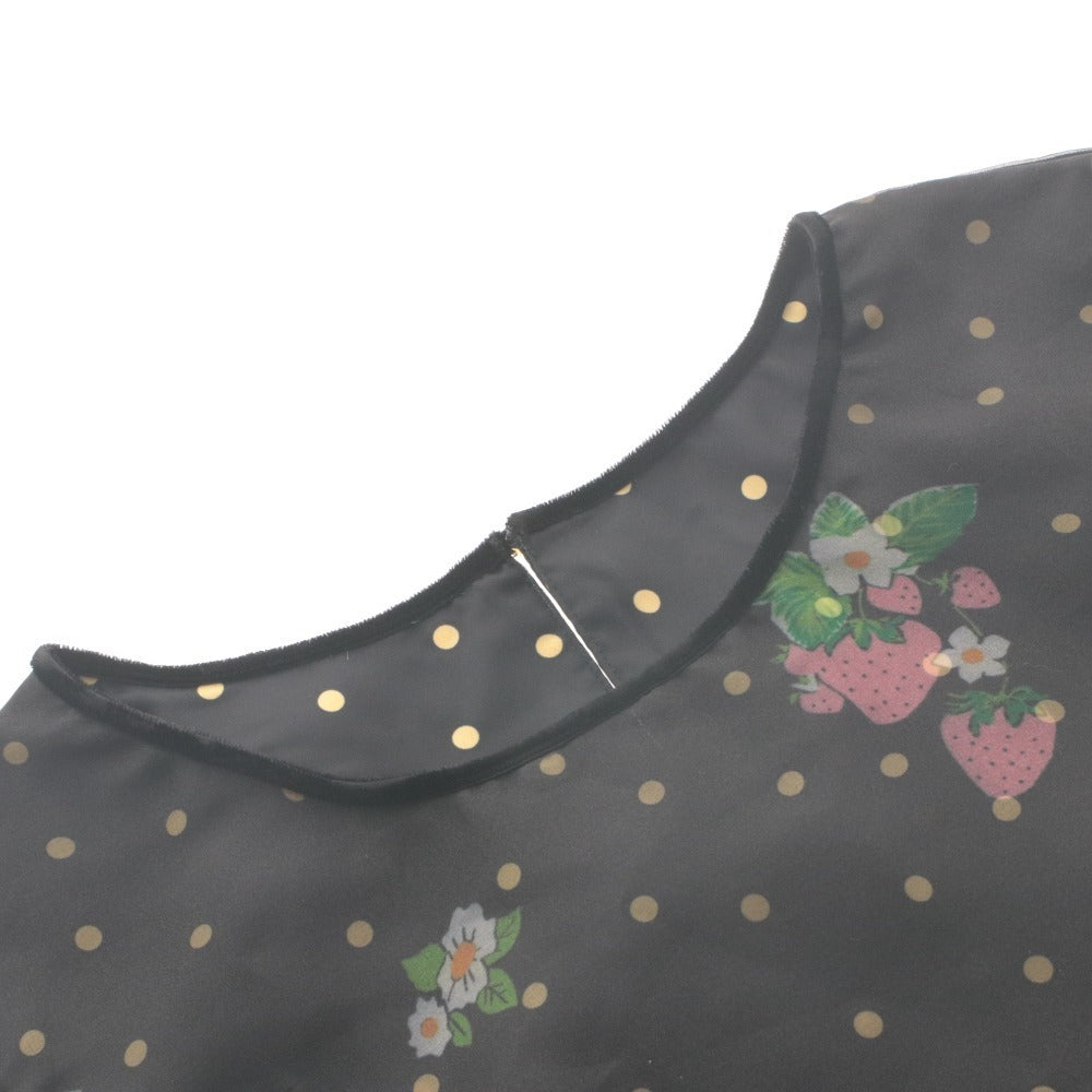 ■ フランシュリッペ franche lippee ブラウス ノースリーブ トップス イチゴ 苺 ドット レディース 3L ブラック系 未使用 タグ付き