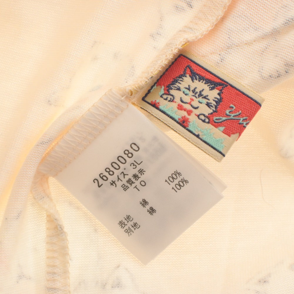 ■ ユキエモン yukiemon カットソー 七分袖 トップス Tシャツ ネコ うじゃうじゃねこ 猫 レディース 3L ピンクベージュ系 未使用 タグ付き