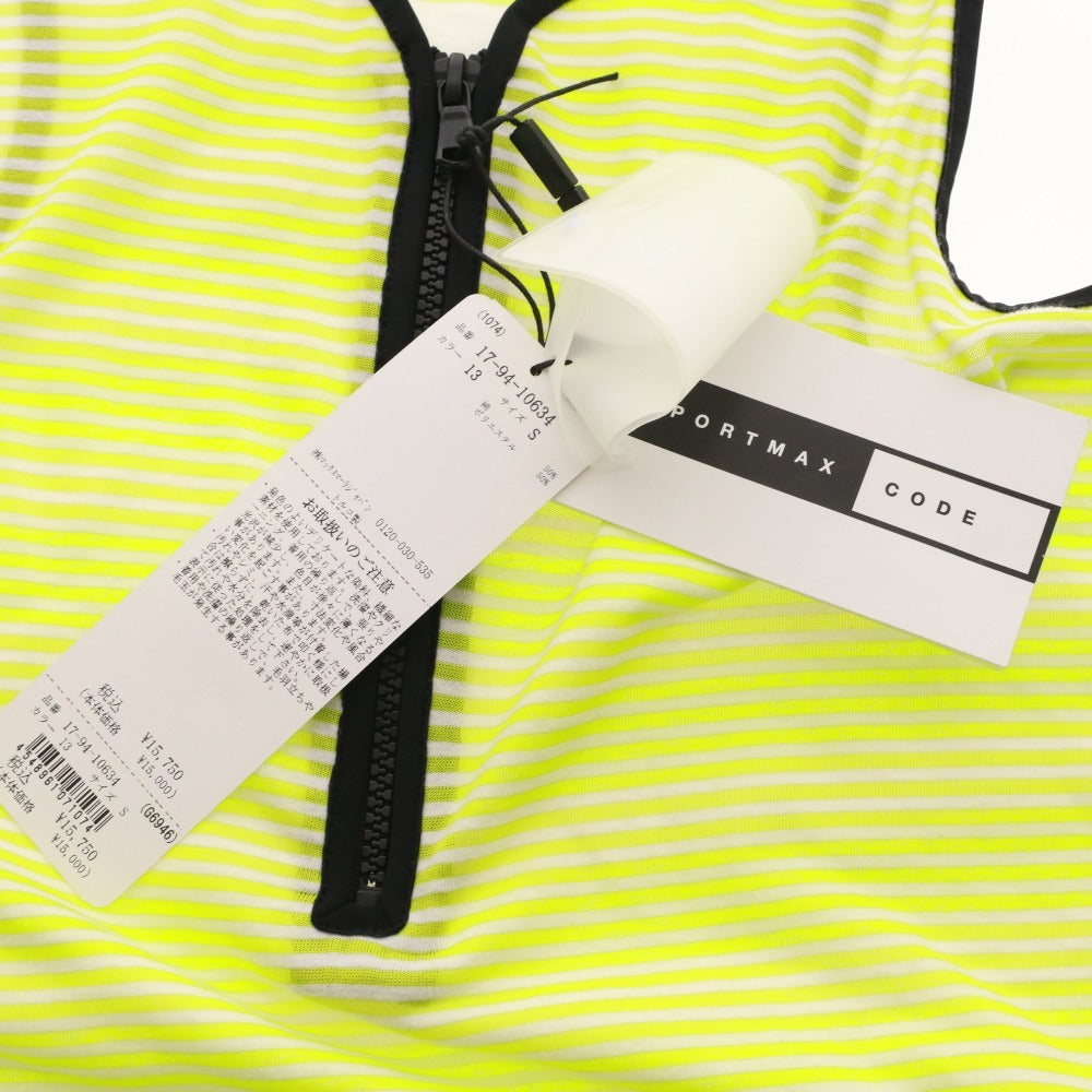 ■ マックスマーラ スポーツマックスコード チュニック ノースリーブ 17-94-10634 トップス ボーダー レディース ライトグリーン タグ付き