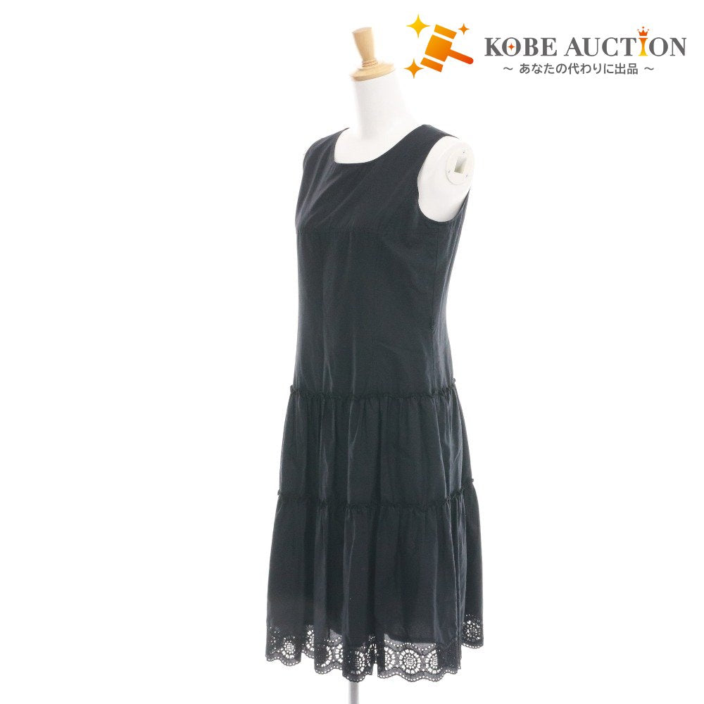 ■ フィローサ ワンピース ノースリーブ 792-202-860 トップス ボトムス ボーラレース ギャザー レディース 9(S~M相当） ネイビー